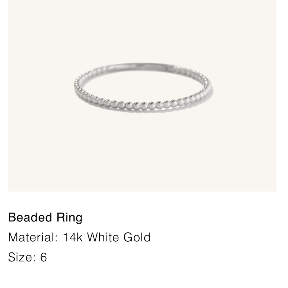Mejuri white gold beaded ring size 6